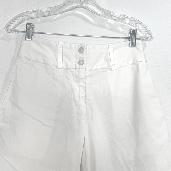 NILI LOTAN Wide Leg Cropped Pants 00 Ivory High Waist Raw Hem - Picture 2 of 8